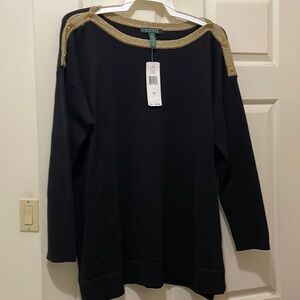 Lauren black and gold trim sweater (sz 1x)